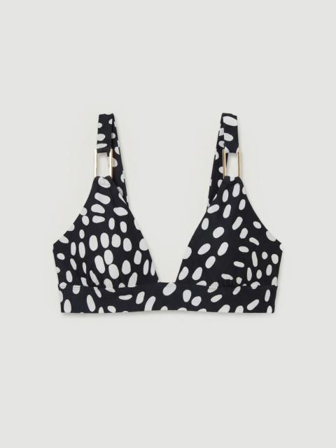 Polka Dot Print Plunge Bikini Top