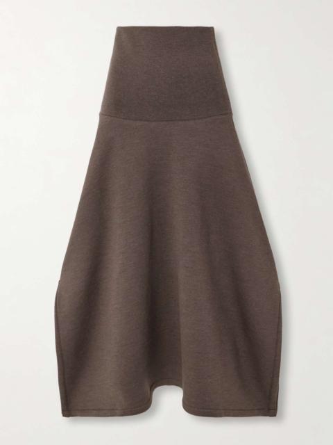 Wool and cotton-blend jersey midi skirt