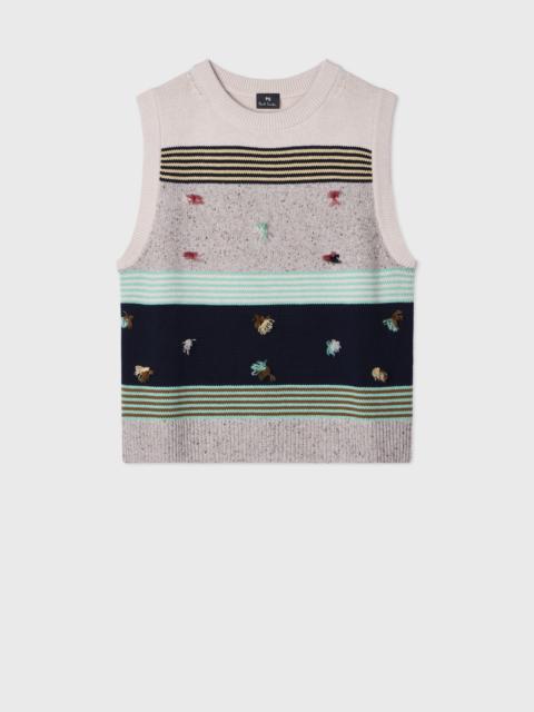 Women's Block Stripe Knitted Tank Top with Tassels