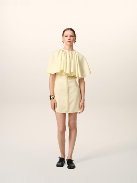 YELLOW WOOL SHIRT DRESS WITH RUFF