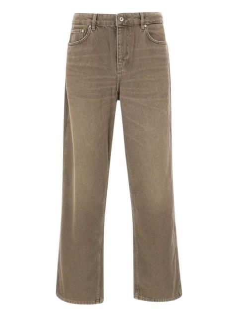 whiskering-effect jeans