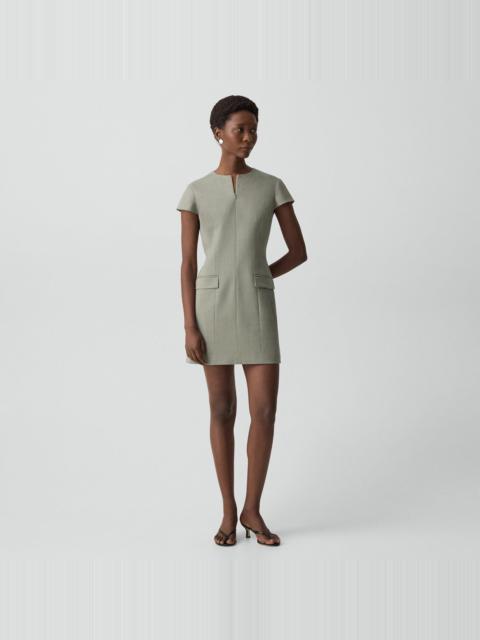 Zip Mini Dress in Wool Gabardine