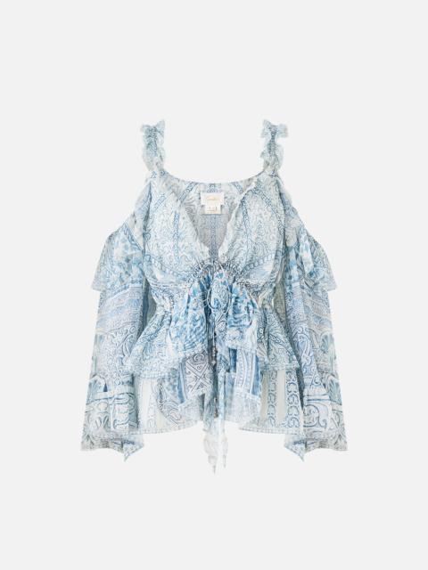 COLD SHOULDER RUFFLE TOP