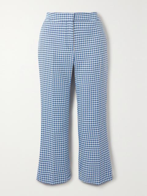 Cropped Gingham Woven Flared Pants
