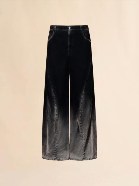 BLACK FLOCKED DENIM TWISTED JEANS