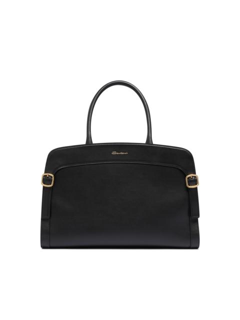 Black leather handbag