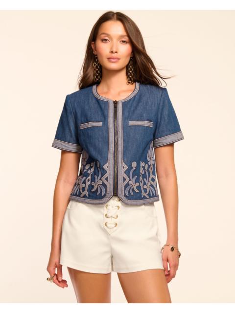 Nicko Denim Embroidered Short Sleeve Jacket