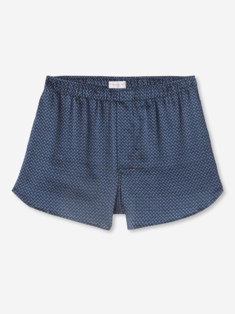 Men's Modern Fit Boxers Brindisi 74 Silk Satin Navy