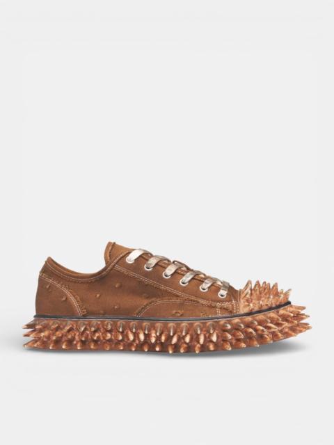 Brown Canvas Spiky Sneakers