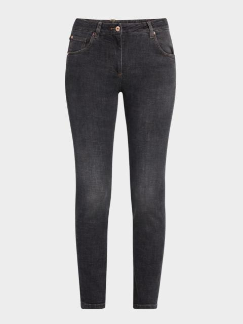 Mid-Rise Slim-Leg Ankle Denim Jeans