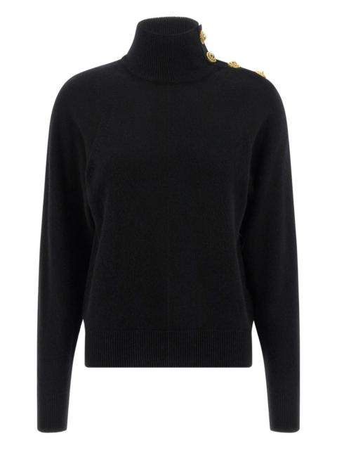 coin-button high-neck sweater