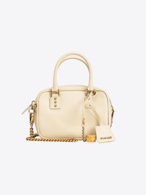 Pinko borsa Bowling Bag in pelle panna oro