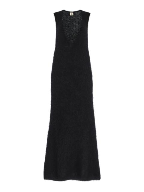 Roma Knit Mohair-Blend Gown black