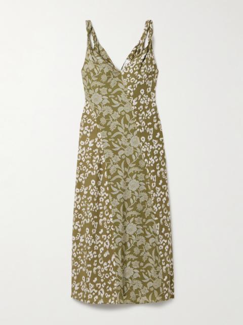 Joelle Printed Silk-charmeuse Midi Dress