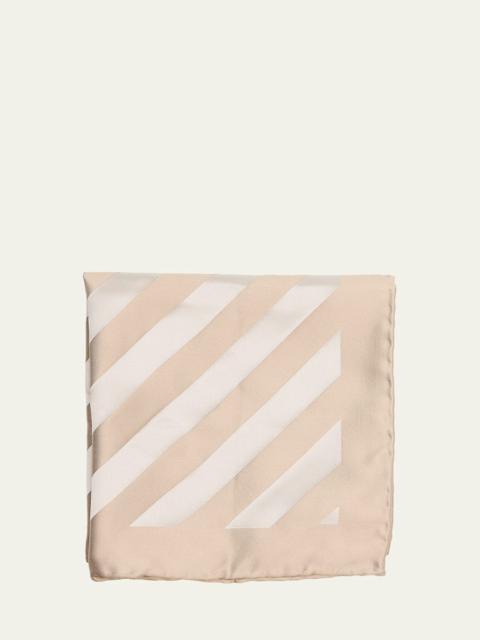 Men's Double-Face Wide Stripe Silk Pocket Square