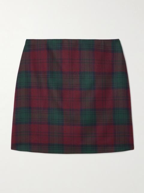 Coci Velvet-trimmed Checked Wool Mini Skirt