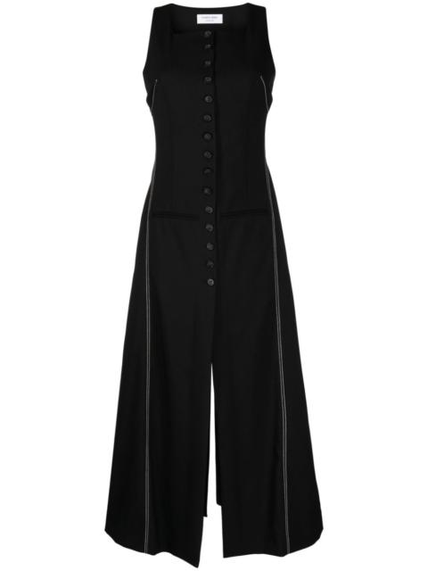 button-front wool midi dress