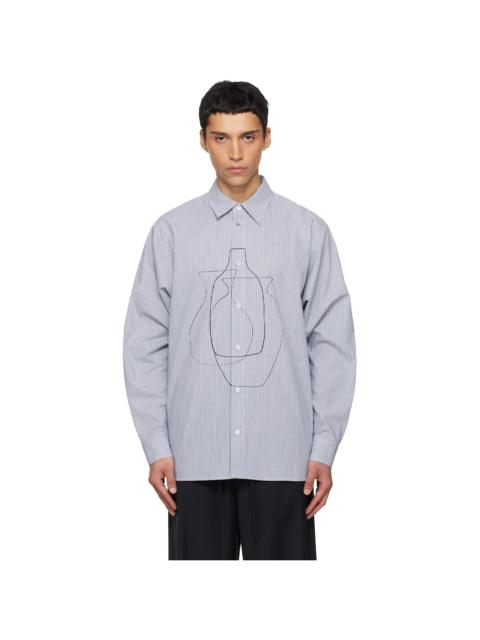 Navy Printed Striped Shirt