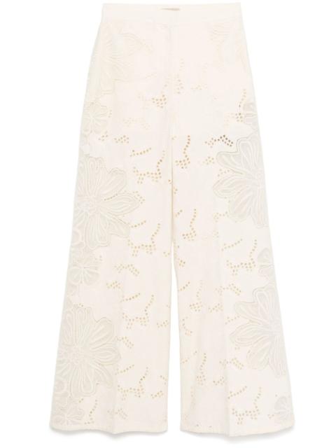 embroidered cotton palazzo pants