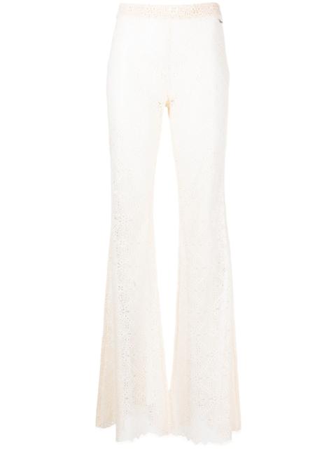 sheer-lace flared trousers