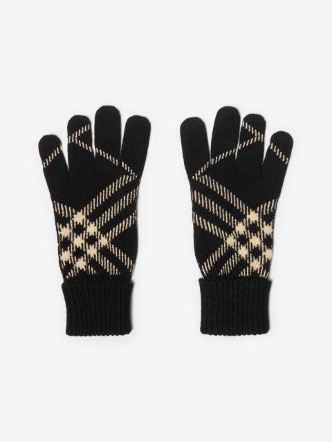Check Cashmere Blend Gloves