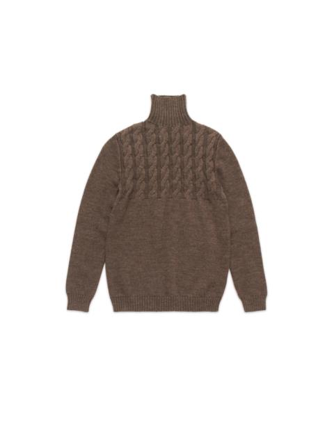 Maison Margiela Cable Knit Turtleneck Sweater Brown
