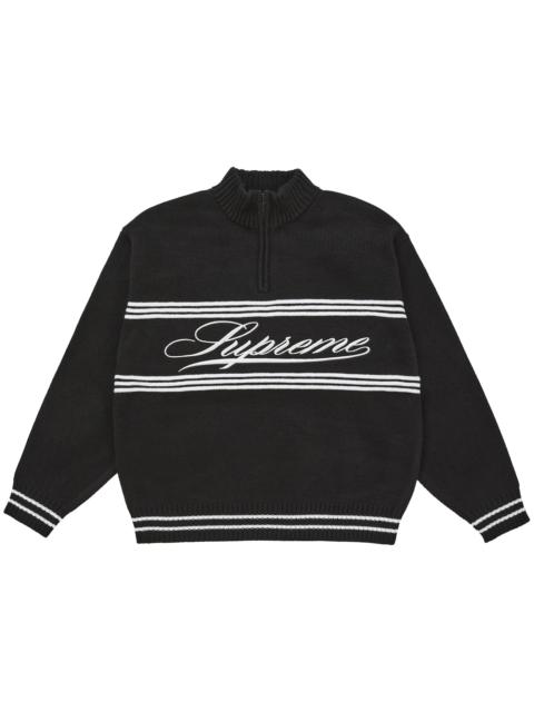Supreme Script Stripe Half Zip Sweater Black