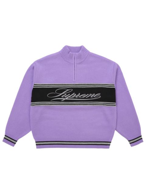 Supreme Script Stripe Half Zip Sweater Purple