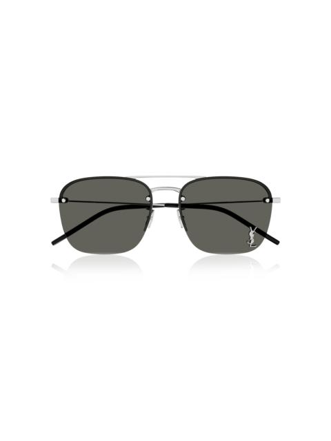 Logo-Detailed Aviator-Frame Metal Sunglasses black
