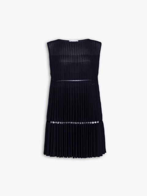 POINTELLE PLEATS MIDI DRESS