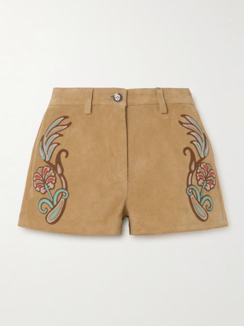 Appliquéd Suede Shorts