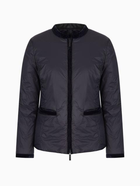 Nylon reversible guru-collared jacket