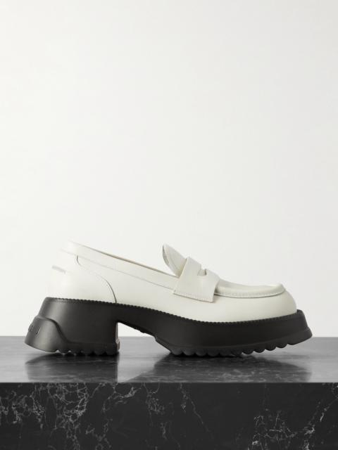 Exaggerated-sole Leather Loafers