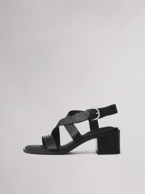 Geo Leather Block Heel