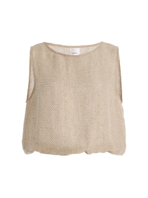Stella Cropped Sequined Linen-Blend Top neutral