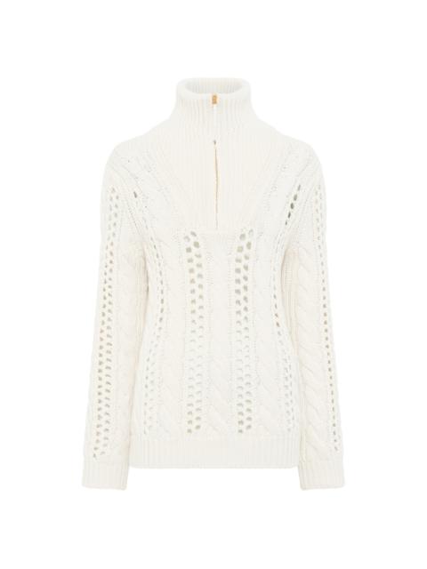 Idris Knit Mock Funnel Neck in Ivory Cashmere