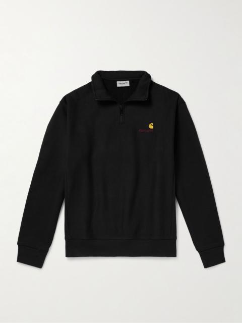 American Script Cotton-Blend Jersey Half-Zip Sweatshirt Black