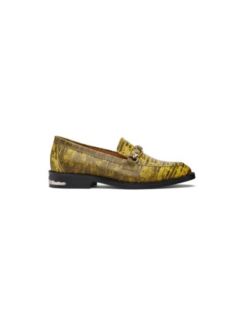 Yellow Snake-Embossed Loafers