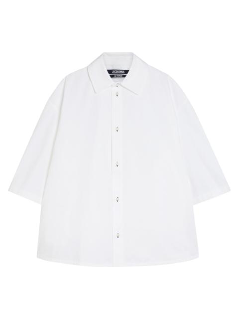 Jacquemus La Chemise Triangle Logo-embroidered Cotton-poplin Shirt