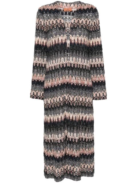 zigzag metallic long cardigan