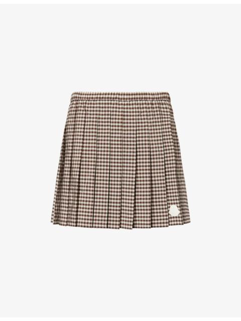 Vichy Pleated Cotton-Blend Mini Skirt