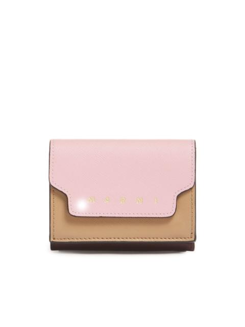 tri-fold saffiano-leather wallet