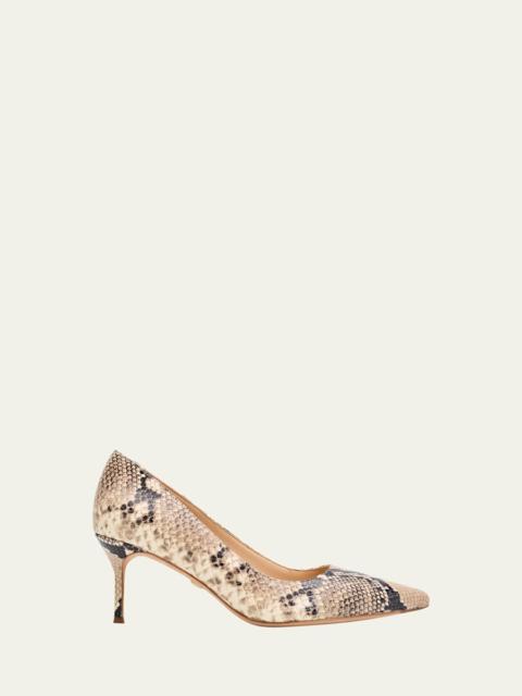 Rita Snake-Embossed Leather Pointed-Toe Pumps