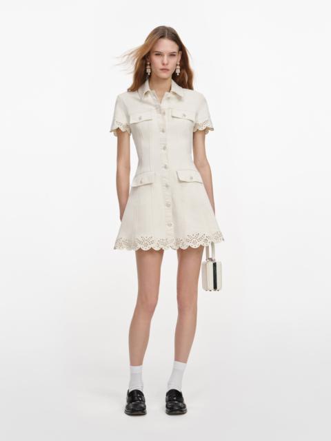Cream Broderie Denim Mini Dress
