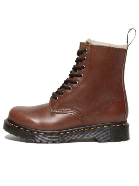 (WMNS) Dr. Martens 1460 Serena Faux Fur Lined Leather Lace Up Boots 'Tan' 27782225