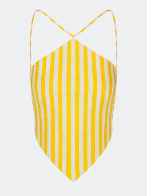 Kit Poplin Tie Top in Sungold/Ecru Stripe