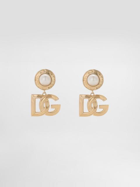 Drop earrings with cabochon details and DG logo