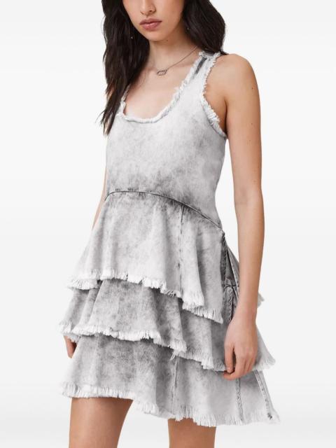 Cavarly frayed tiered mini dress