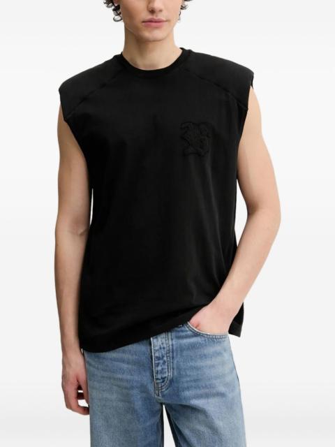 embroidered shoulder-detail vest