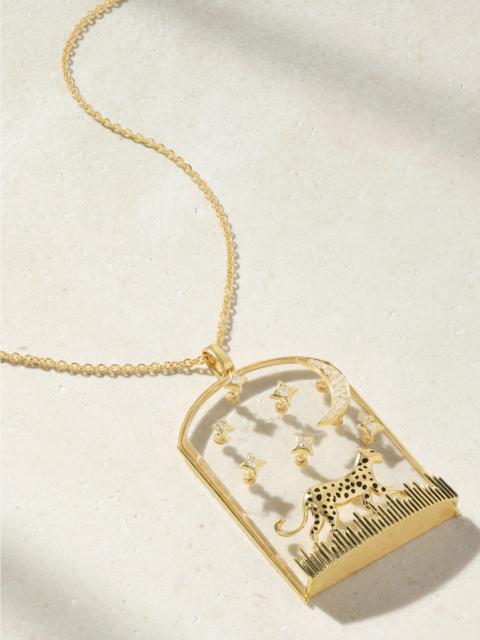 La Savane 9-karat Gold, Diamond, Crystal And Enamel Necklace